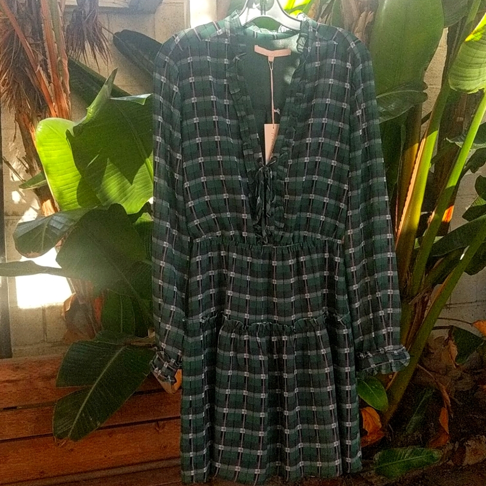 Hutch Lace-up Plaid Mini Dress